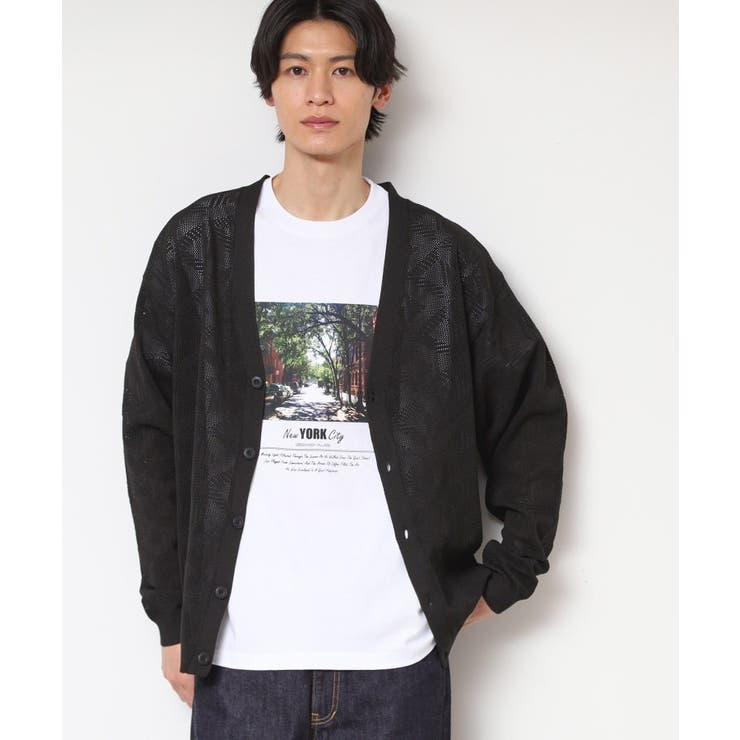 【UV・洗える】透け柄ニットカーディガン | Dessin | 詳細画像1 