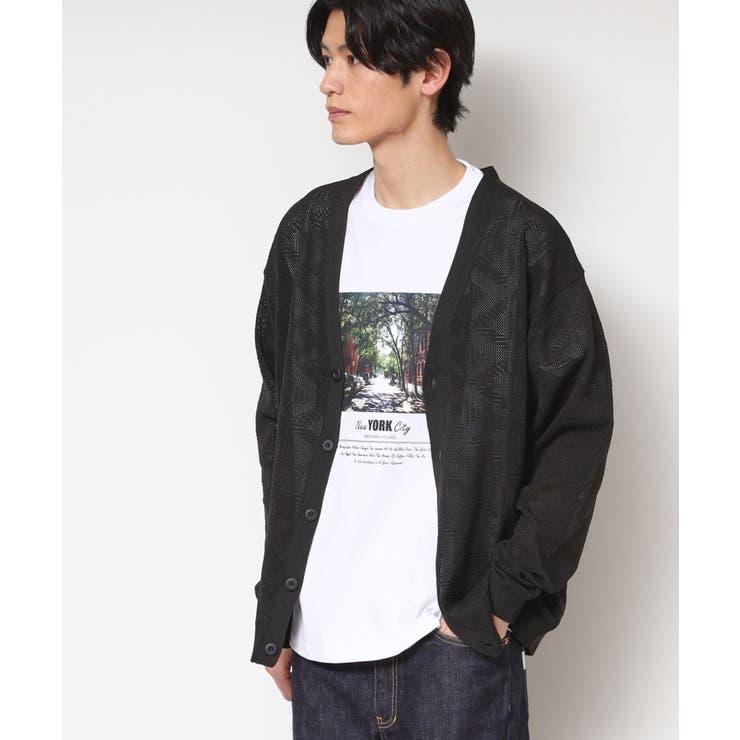 【UV・洗える】透け柄ニットカーディガン | Dessin | 詳細画像2 