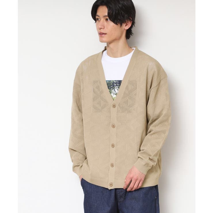 【UV・洗える】透け柄ニットカーディガン | Dessin | 詳細画像5 