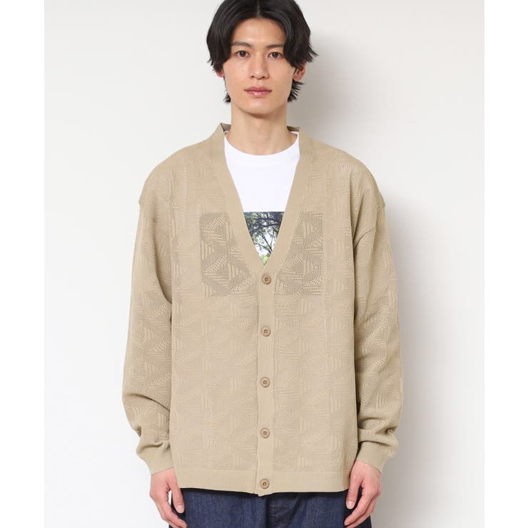 【UV・洗える】透け柄ニットカーディガン | Dessin | 詳細画像9 