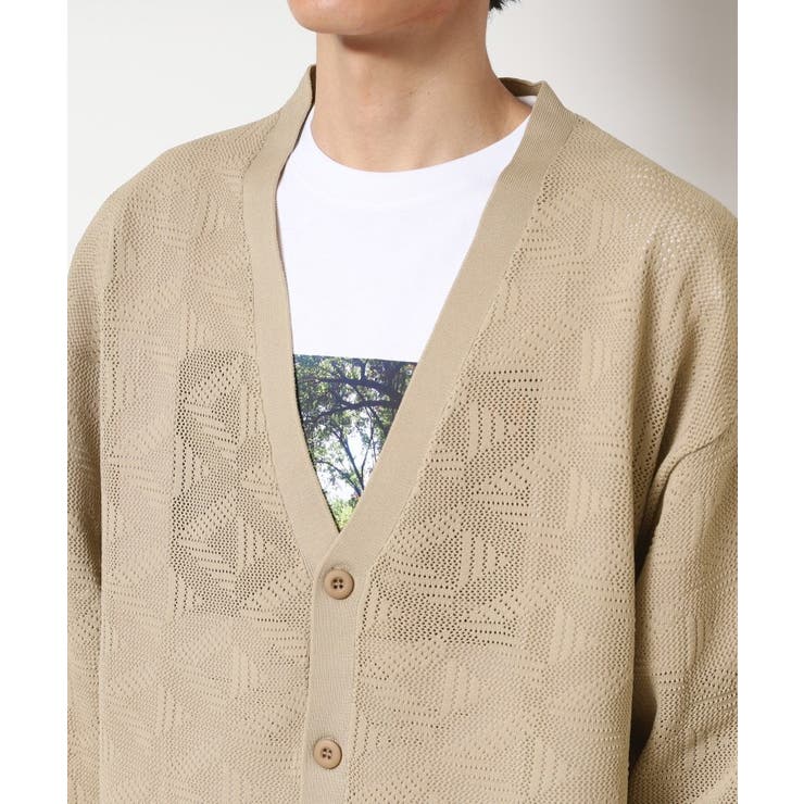 【UV・洗える】透け柄ニットカーディガン | Dessin | 詳細画像12 