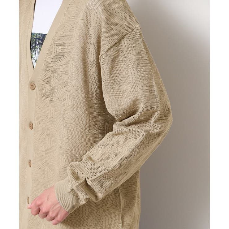 【UV・洗える】透け柄ニットカーディガン | Dessin | 詳細画像13 
