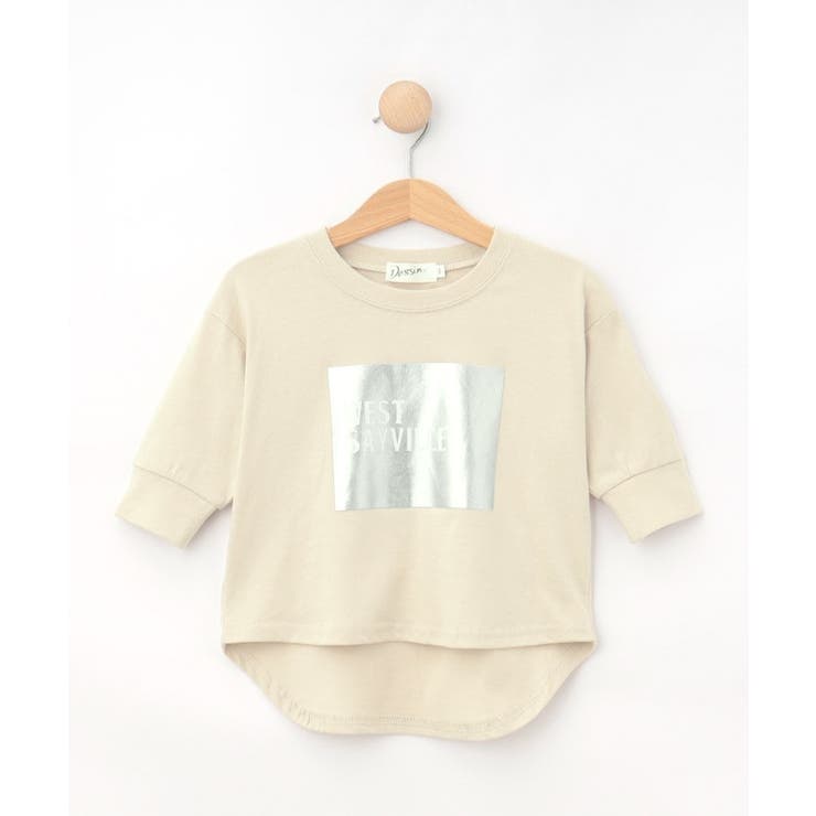 【リンクコーデ/洗える】箔プリント7分袖Tシャツ | Dessin | 詳細画像1 