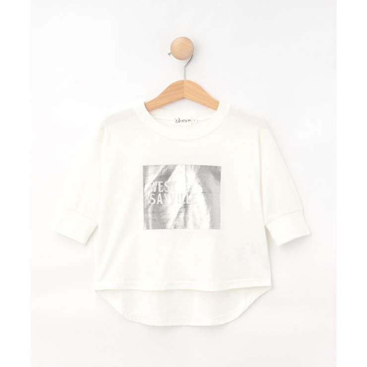 ホワイト(002) | 【リンクコーデ/洗える】箔プリント7分袖Tシャツ | Dessin