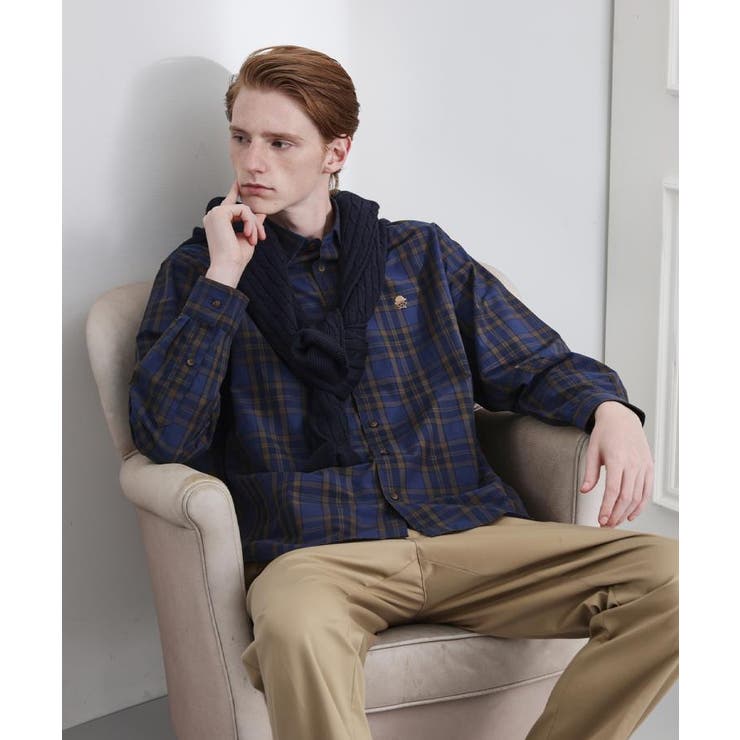 ブルー(293) | 【LIMITED】ダークチェック長袖シャツ | TAKEO KIKUCHI