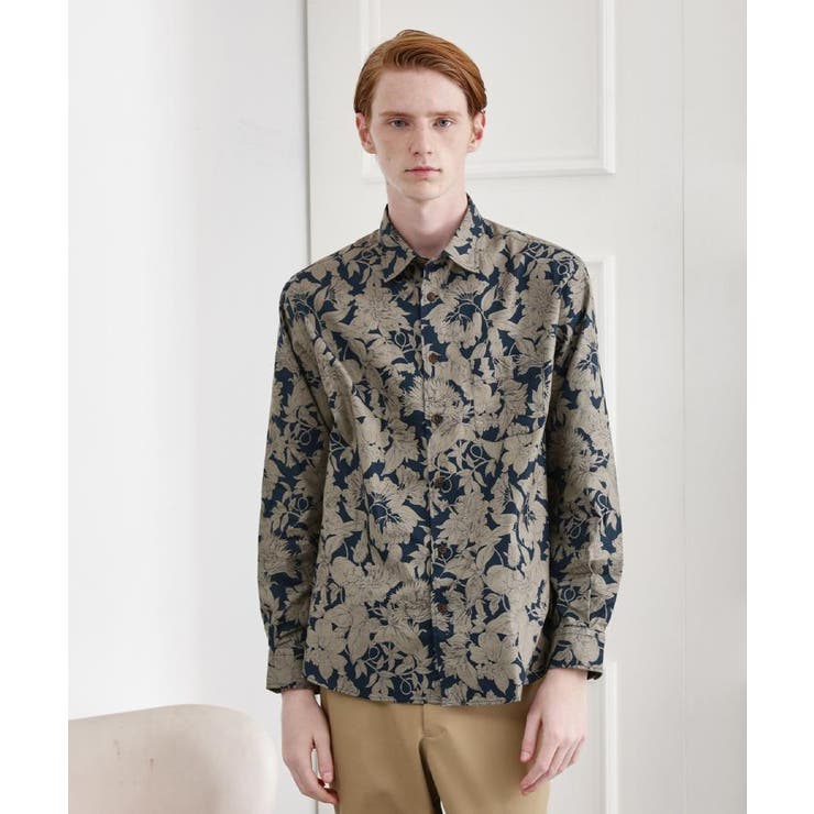 グリーン(124) | 【LIMITED】フラワープリント長袖シャツ | TAKEO KIKUCHI