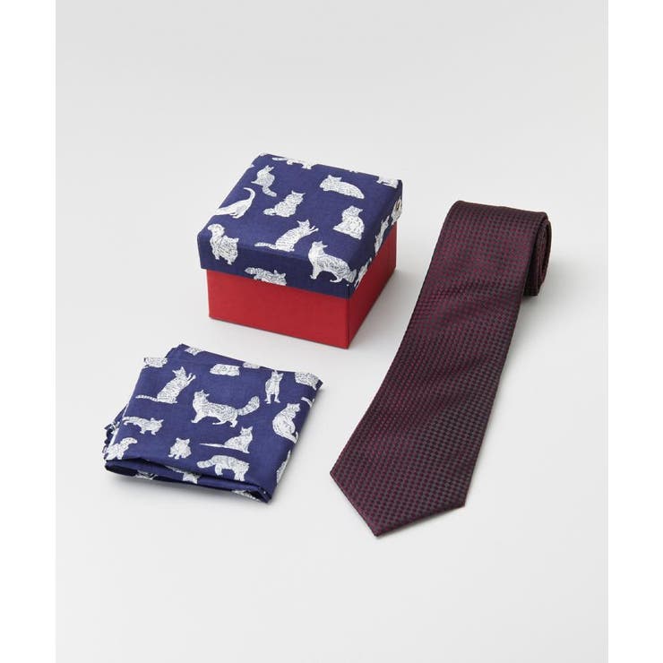 ボルドー(064) | 【BOXセット】ベーシックネクタイ＆リバティハンカチ 特製ギフトセット | TAKEO KIKUCHI