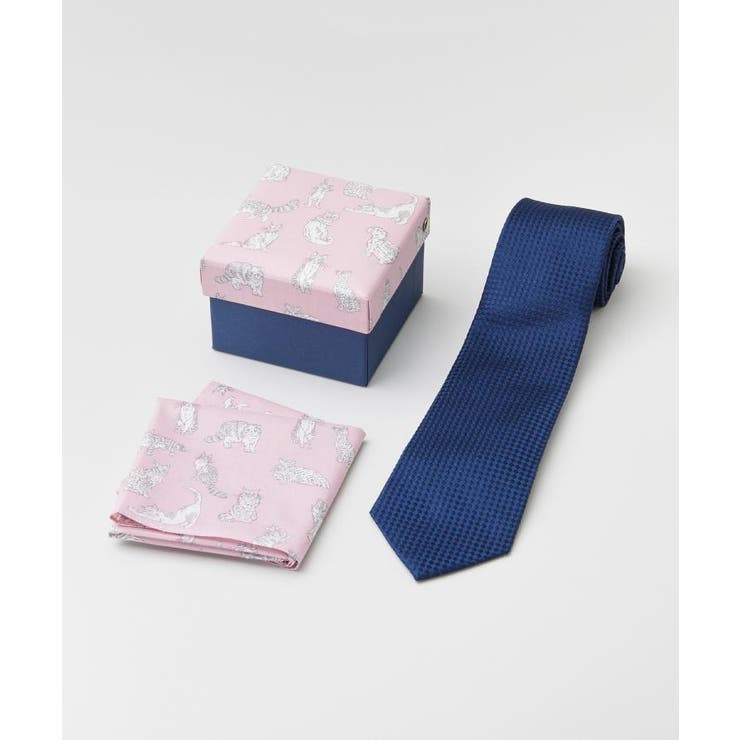 ネイビー(094) | 【BOXセット】ベーシックネクタイ＆リバティハンカチ 特製ギフトセット | TAKEO KIKUCHI