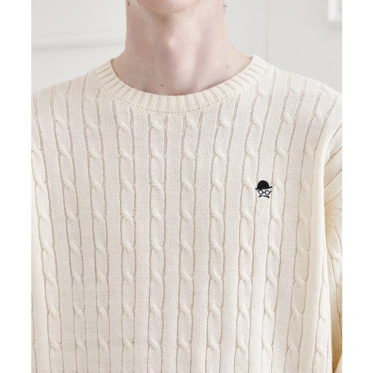 【LIMITED】ワンポイント刺繍ケーブルニット | TAKEO KIKUCHI | 詳細画像4 