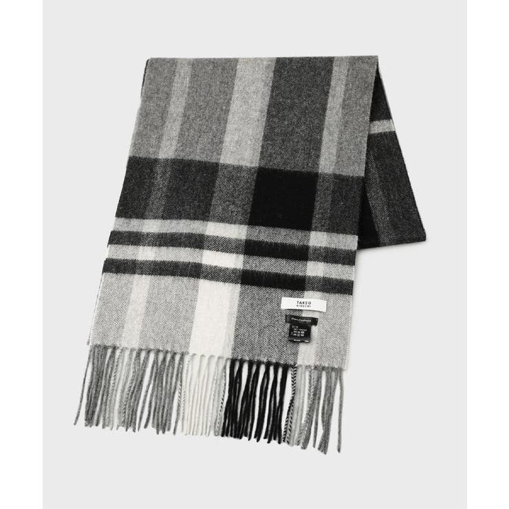 ブラック(219) | チェックカシミヤマフラー | TAKEO KIKUCHI