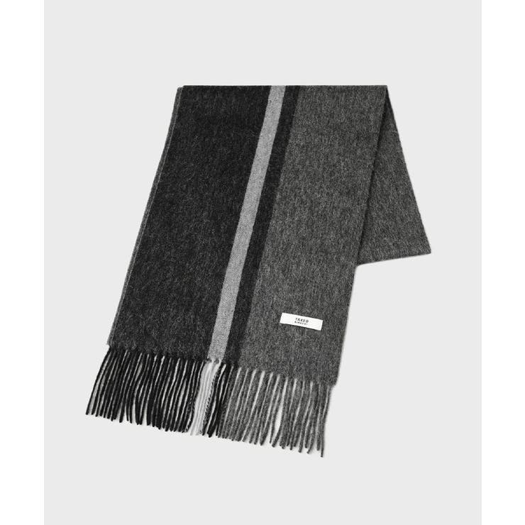 ブラック(519) | 【ラッピング巾着セット】カシミヤブレンドパネルマフラー | TAKEO KIKUCHI