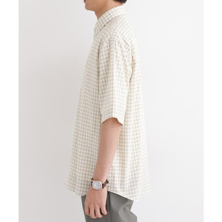 【LIMITED】ワンポイント刺繍 綿麻チェック 半袖シャツ | TAKEO KIKUCHI | 詳細画像3 