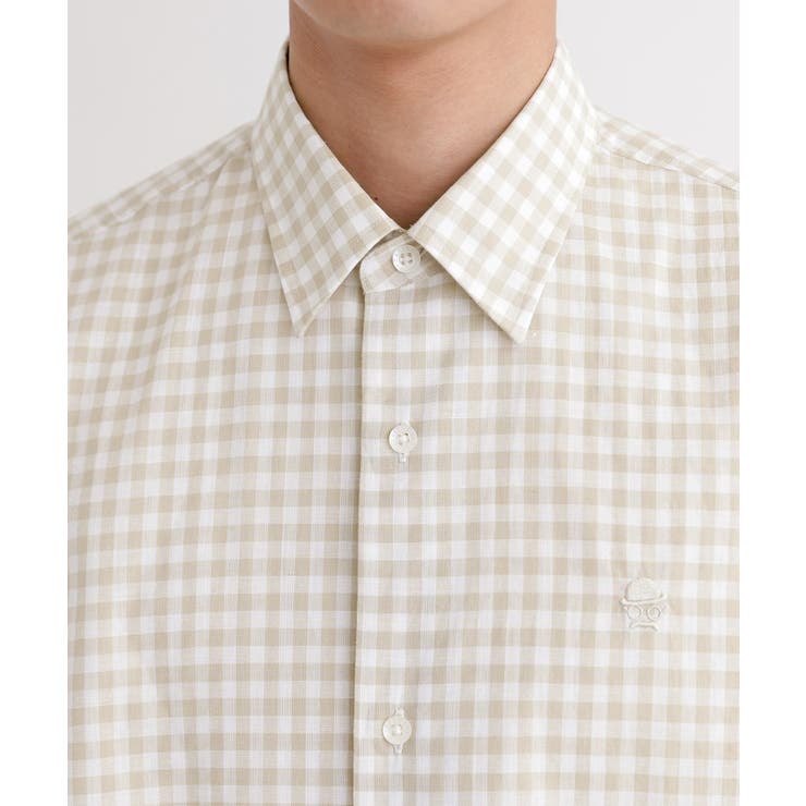 【LIMITED】ワンポイント刺繍 綿麻チェック 半袖シャツ | TAKEO KIKUCHI | 詳細画像5 