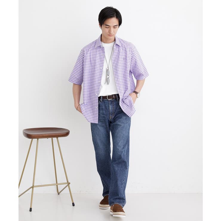 【LIMITED】ワンポイント刺繍 綿麻チェック 半袖シャツ | TAKEO KIKUCHI | 詳細画像27 