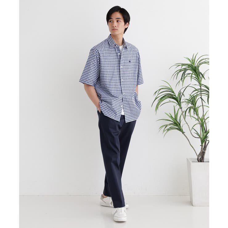 【LIMITED】ワンポイント刺繍 綿麻チェック 半袖シャツ | TAKEO KIKUCHI | 詳細画像34 