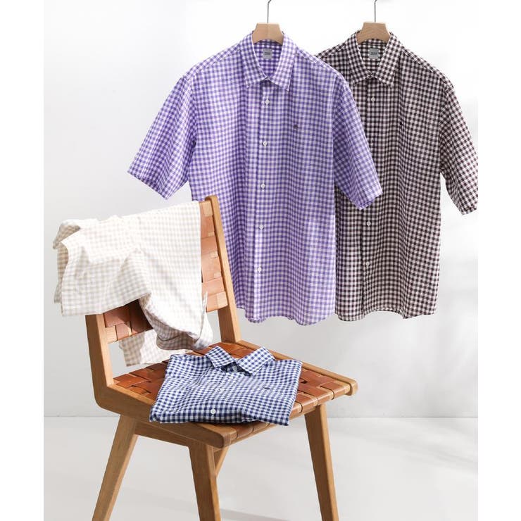 【LIMITED】ワンポイント刺繍 綿麻チェック 半袖シャツ | TAKEO KIKUCHI | 詳細画像40 