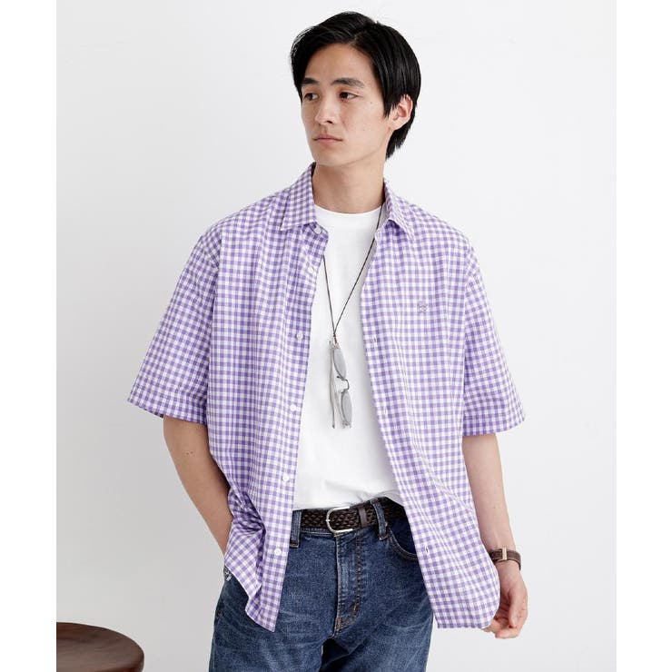 【LIMITED】ワンポイント刺繍 綿麻チェック 半袖シャツ | TAKEO KIKUCHI | 詳細画像25 