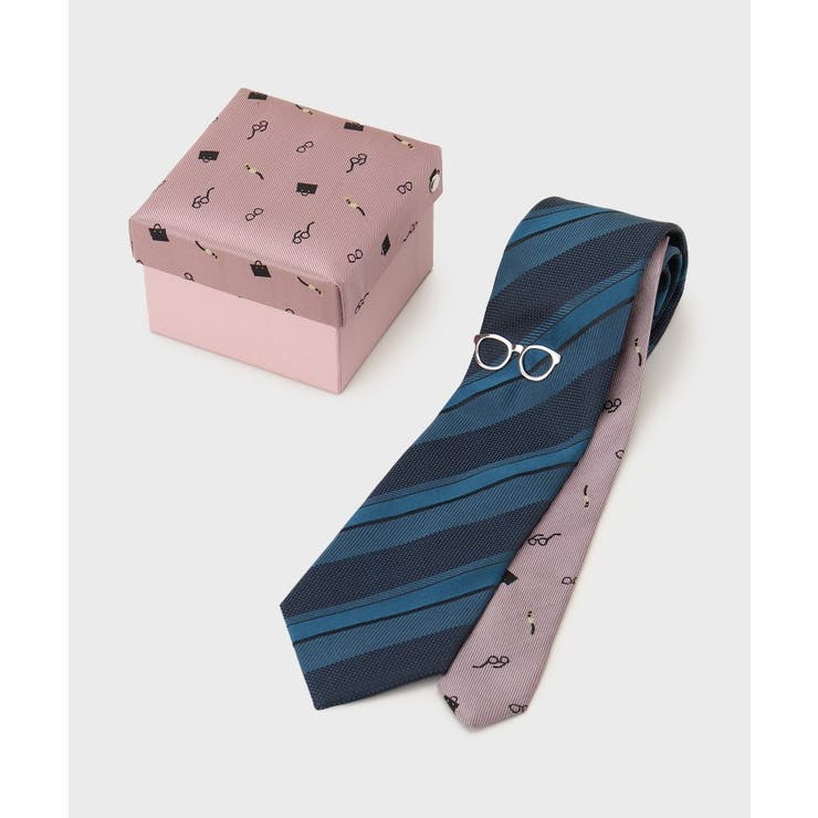 グリーン(322) | 【BOXセット】ジェントルマンストライプ ネクタイ×眼鏡型タイバー | TAKEO KIKUCHI