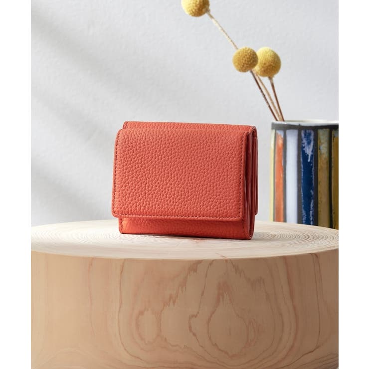 オレンジ(068) | ソフトシュリンクレザー 三つ折り財布 | TAKEO KIKUCHI