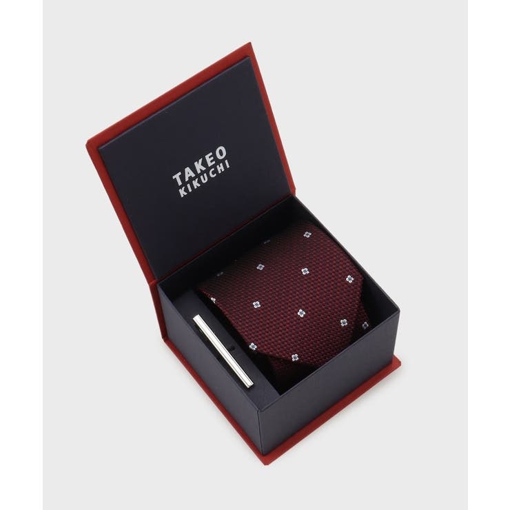 ボルドー(464) | フラワードットネクタイ＆タイバー カラーBOXセット | TAKEO KIKUCHI