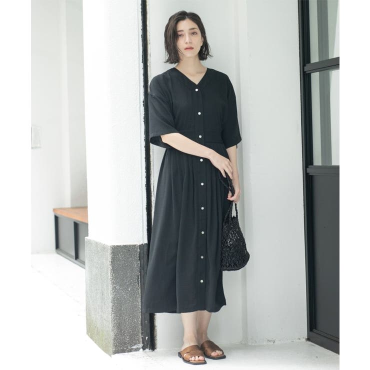 シャーリングフィット&フレアワンピース【洗濯機洗い可】 | OPAQUE.CLIP | 詳細画像2