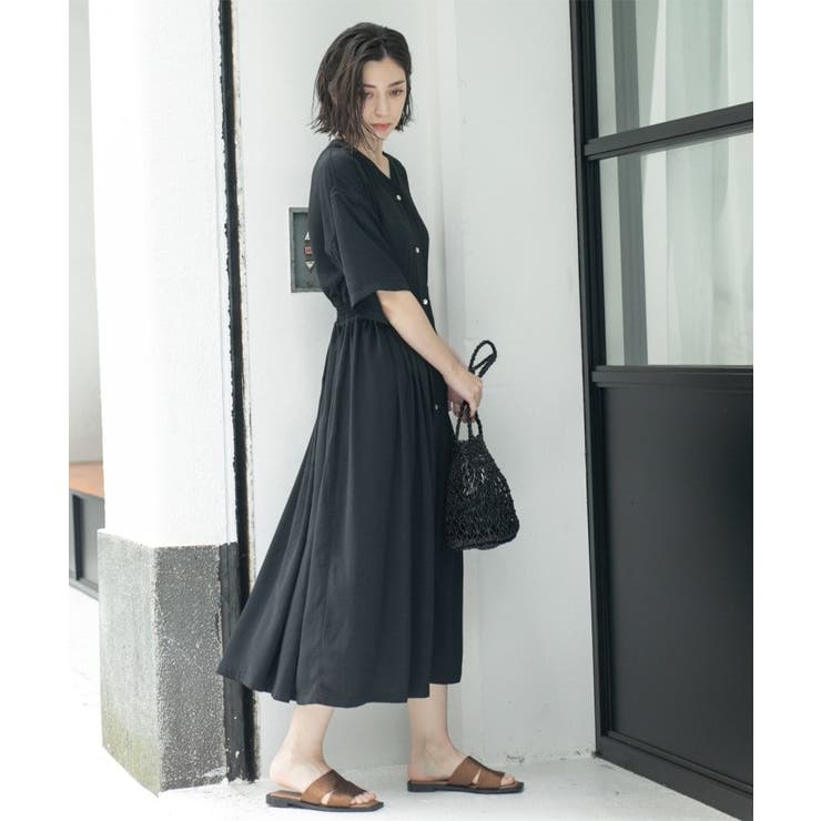 シャーリングフィット&フレアワンピース【洗濯機洗い可】 | OPAQUE.CLIP | 詳細画像4