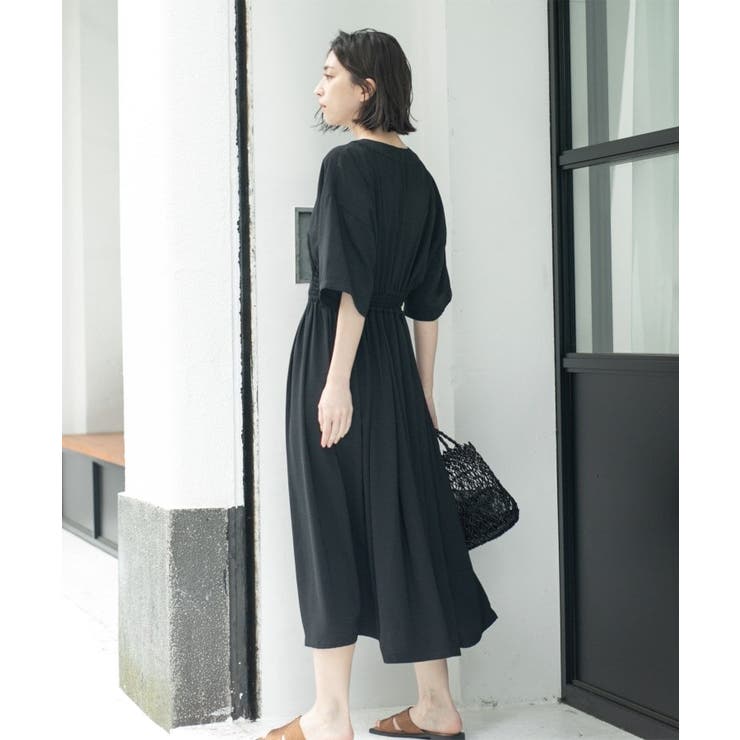 シャーリングフィット&フレアワンピース【洗濯機洗い可】 | OPAQUE.CLIP | 詳細画像6