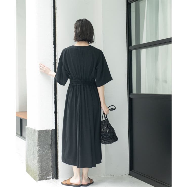 シャーリングフィット&フレアワンピース【洗濯機洗い可】 | OPAQUE.CLIP | 詳細画像7