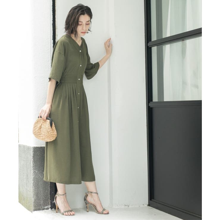 シャーリングフィット&フレアワンピース【洗濯機洗い可】 | OPAQUE.CLIP | 詳細画像9