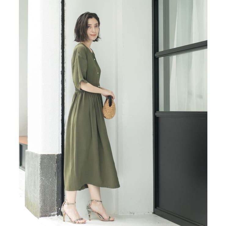 シャーリングフィット&フレアワンピース【洗濯機洗い可】 | OPAQUE.CLIP | 詳細画像14