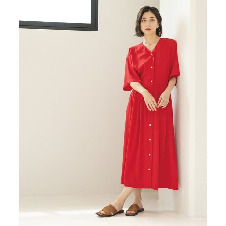 シャーリングフィット&フレアワンピース【洗濯機洗い可】 | OPAQUE.CLIP | 詳細画像19