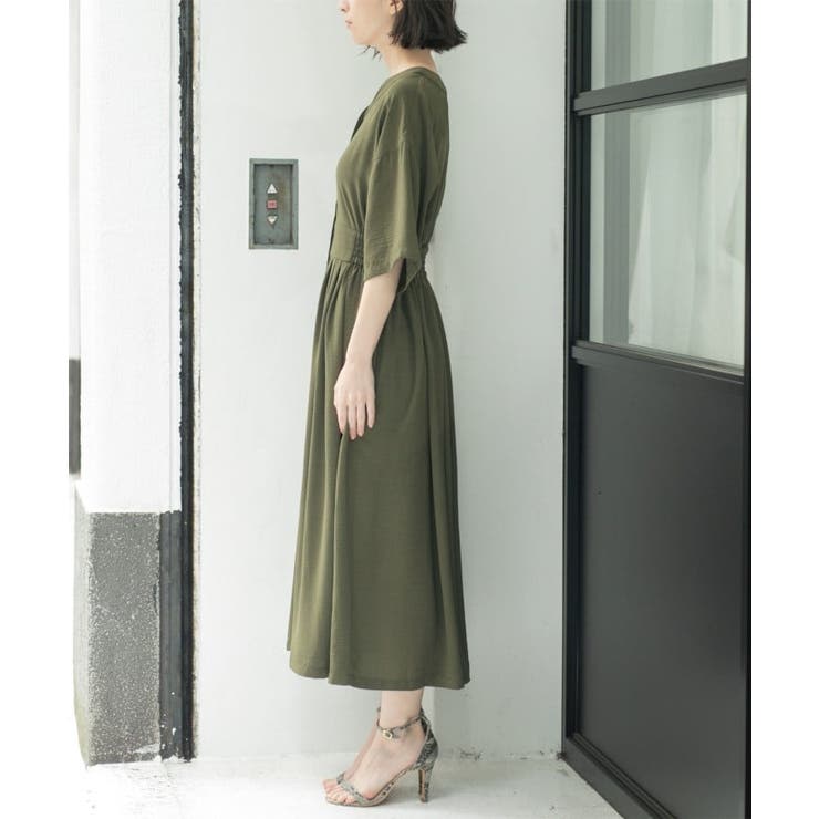 シャーリングフィット&フレアワンピース【洗濯機洗い可】 | OPAQUE.CLIP | 詳細画像30