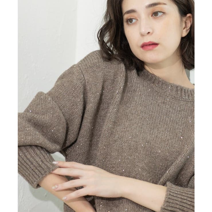 モカブラウン(642) | スパンコールラメニット【洗える】 | OPAQUE.CLIP