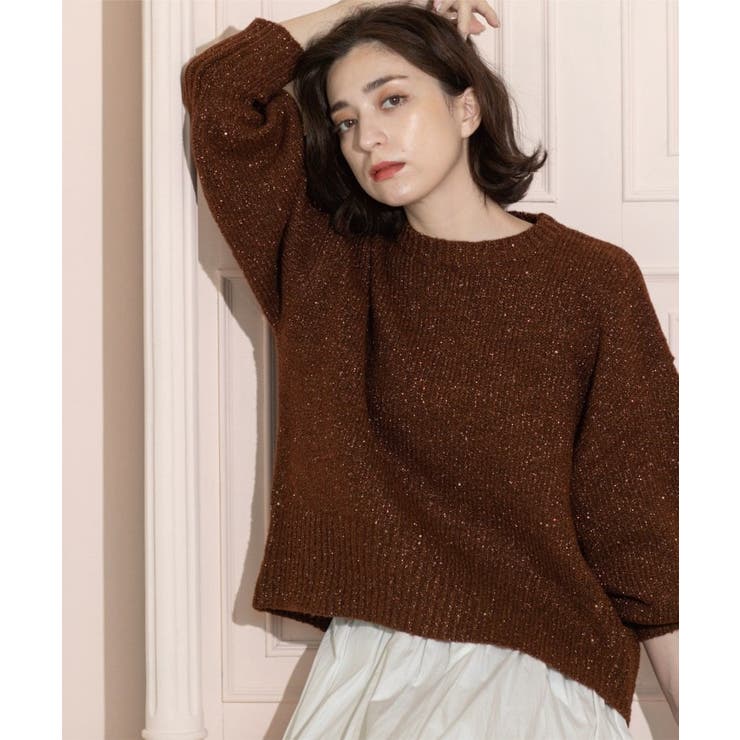 ブラウン(643) | スパンコールラメニット【洗える】 | OPAQUE.CLIP