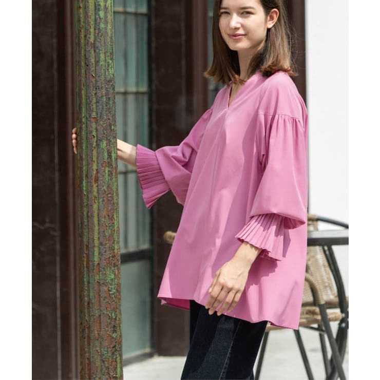 プリーツキャンディスリーブブラウス【洗濯機洗い可】 | OPAQUE.CLIP | 詳細画像2 