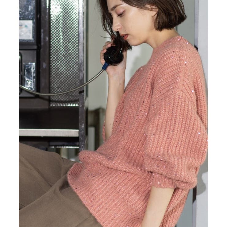ピンク(671) | オーバーサイズ スパンコールニット | OPAQUE.CLIP