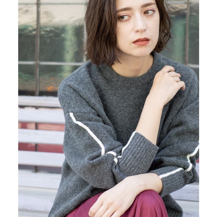 配色ラインクルーネックニット | OPAQUE.CLIP | 詳細画像2 