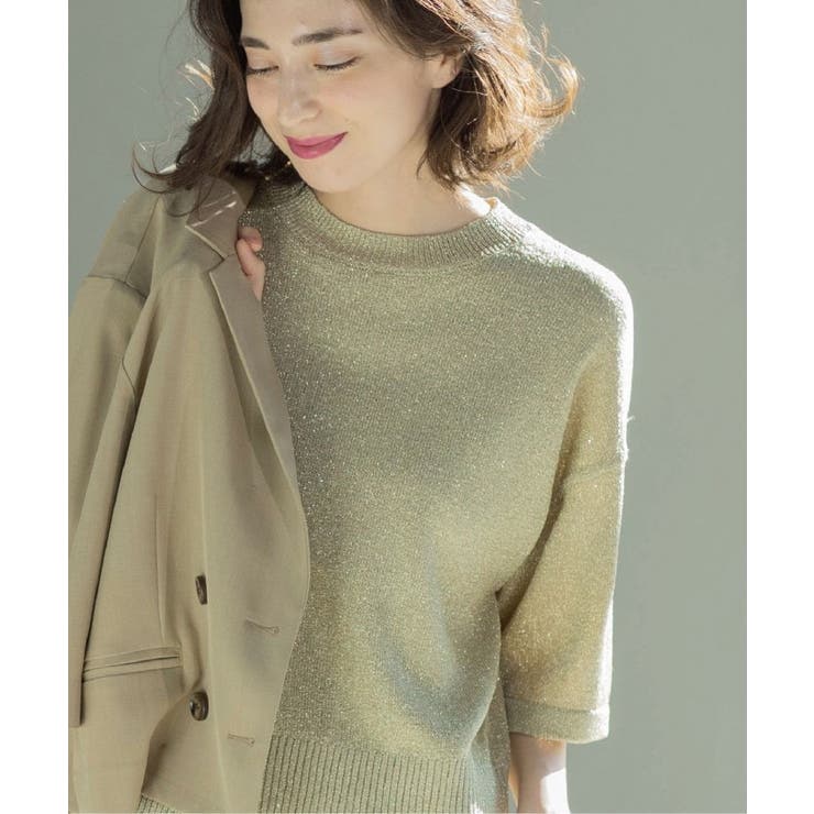 ゴールド(617) | ラメハーフスリーブトップス | OPAQUE.CLIP