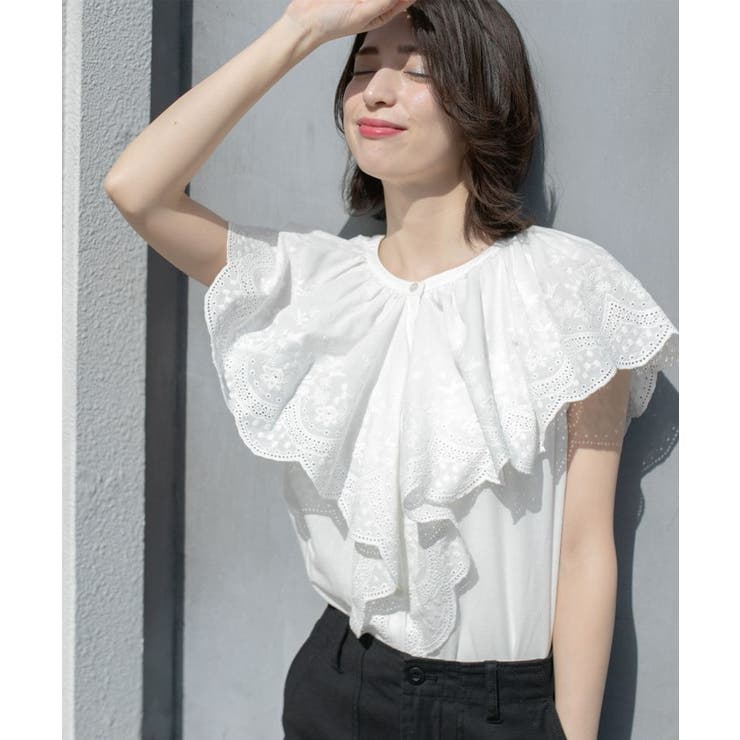 刺繍レースカラーブラウス | OPAQUE.CLIP | 詳細画像1 