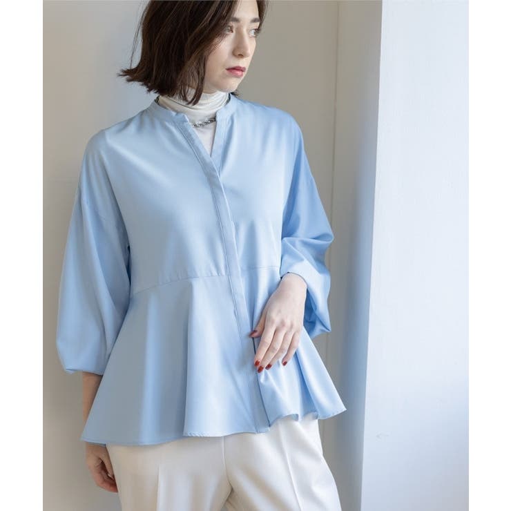 バイカラーアソート ペプラム前あきブラウス | OPAQUE.CLIP | 詳細画像8 