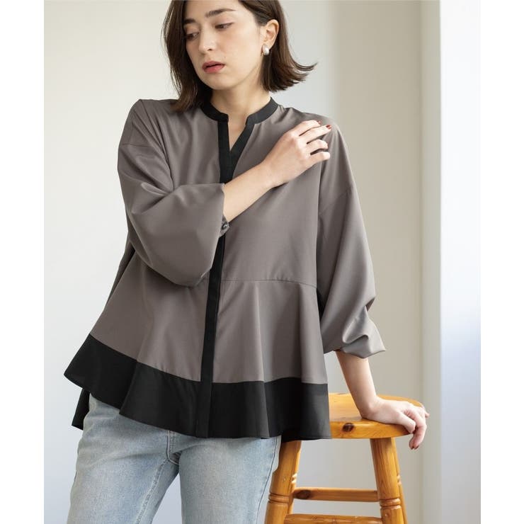 バイカラーアソート ペプラム前あきブラウス | OPAQUE.CLIP | 詳細画像17 