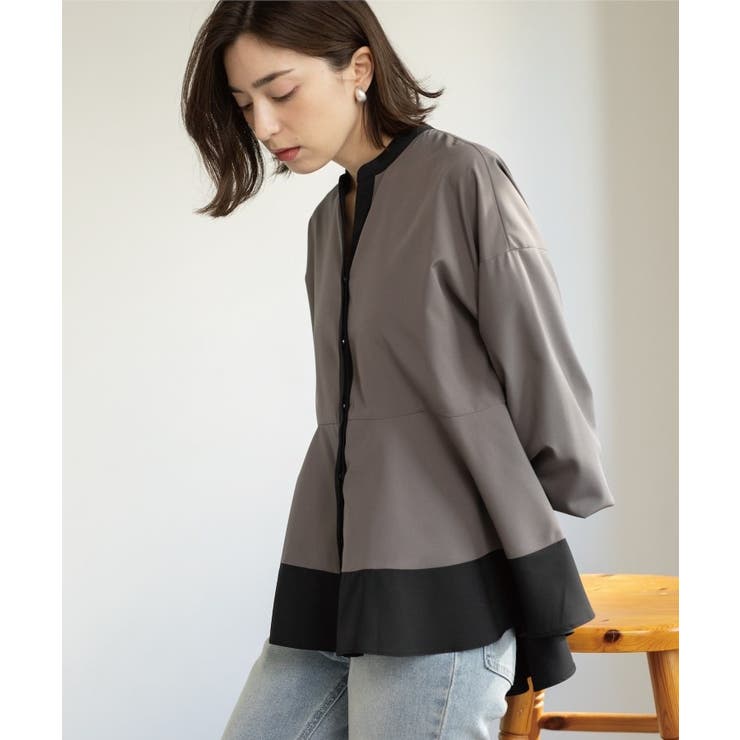 バイカラーアソート ペプラム前あきブラウス | OPAQUE.CLIP | 詳細画像19 