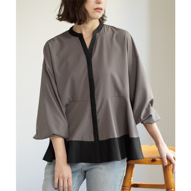 バイカラーアソート ペプラム前あきブラウス | OPAQUE.CLIP | 詳細画像20 