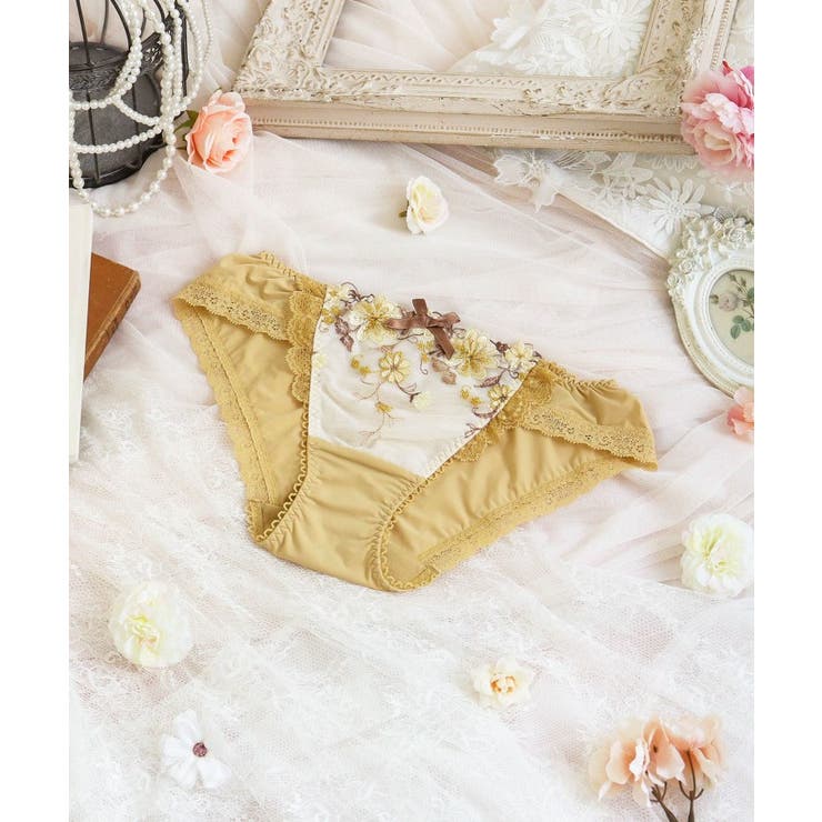 MARIシャネルの レース 花柄 タンクトップ ベージュ ジア ノーマルショーツ[品番：WRDW0225221]｜Risa Magli（リサマリ