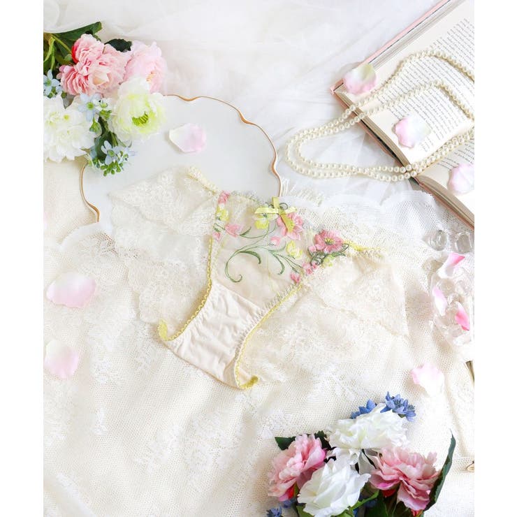 イエロー(032) | テリン レースショーツ | Risa Magli