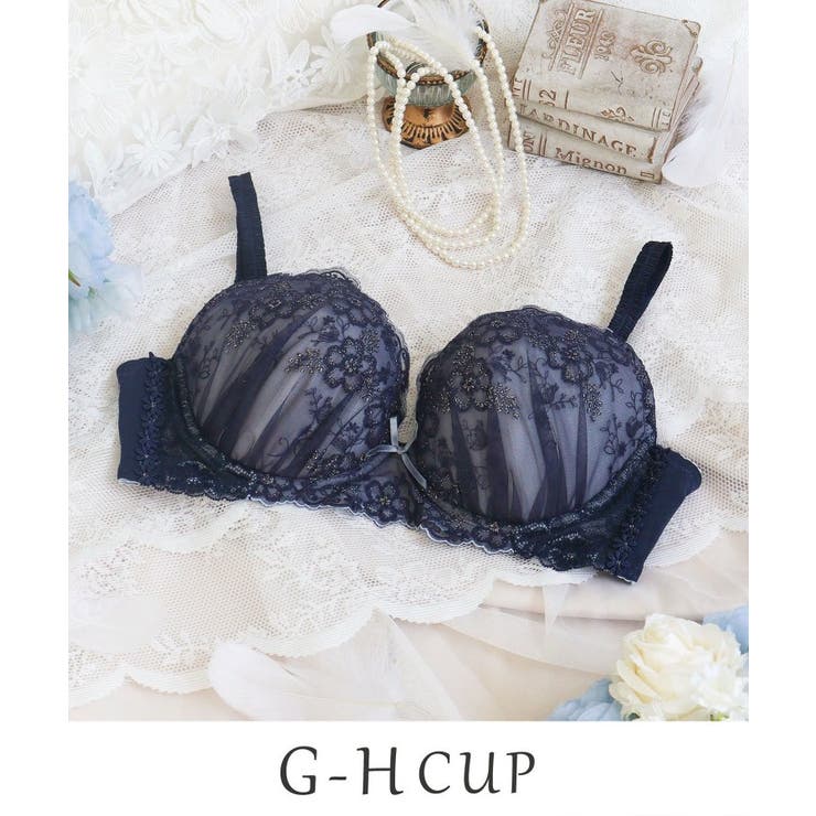ネイビー(094) | ティニー ブラジャー （G－H） ＜Glamor Bra／バストアップタイプ＞ | Risa Magli