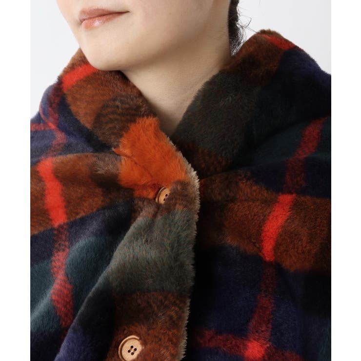 チェックファー ポンチョ ネイビー | 212 KITCHEN STORE | 詳細画像4 