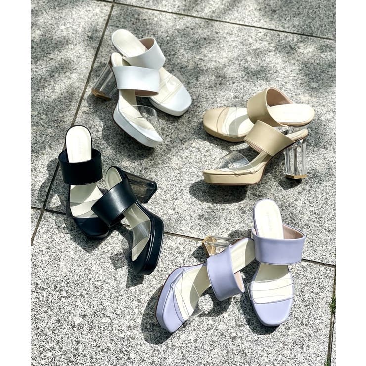 Steve Madden パールクリア ヒール ミュール サンダル Steve Madden パールクリア ヒール ミュール サンダル (Steve