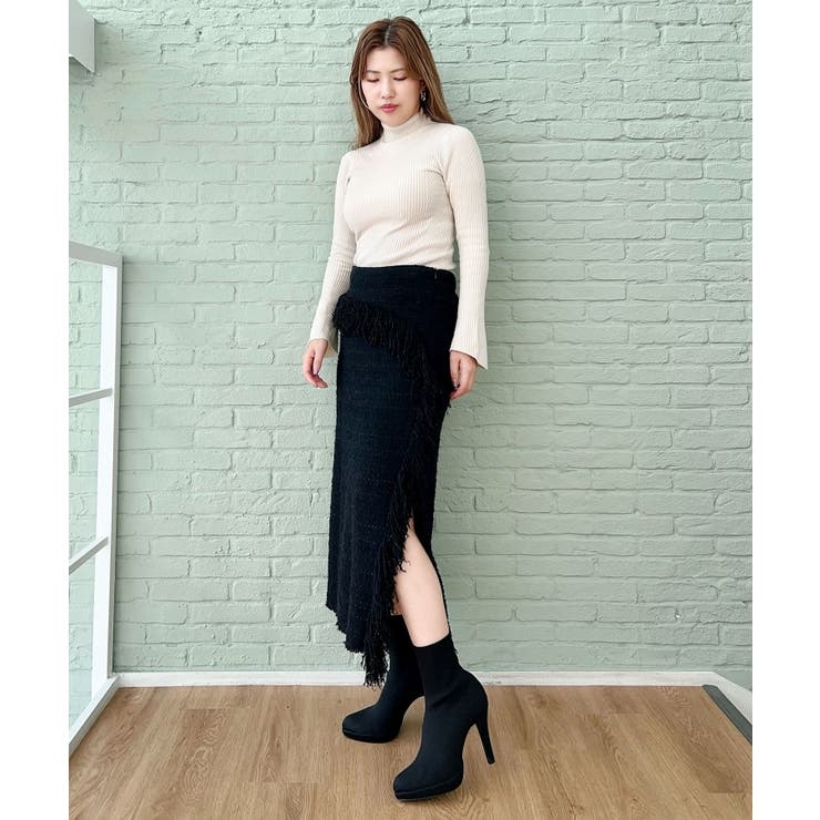 アーモンドトゥヒールストレッチニットショートブーツ 24SS[品番