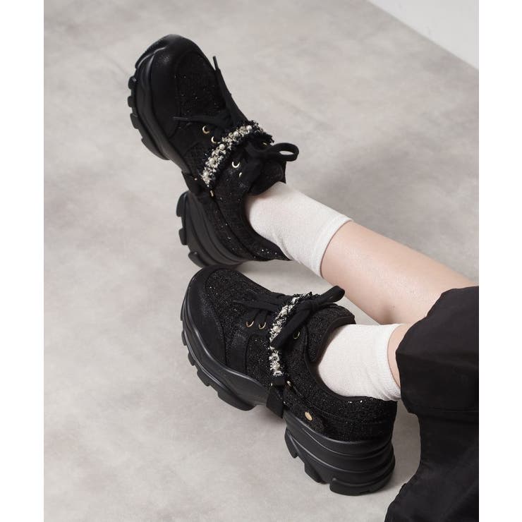 フリル×パール調ベルトツイードスニーカー | ESPERANZA | 詳細画像4 